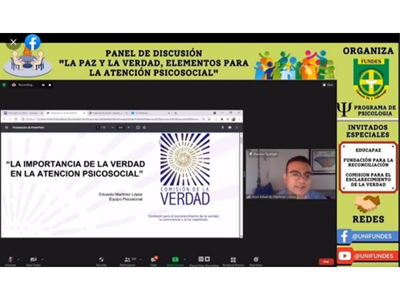 DESDE LA VIRTUALIDAD SE DESARROLLA PANEL DE DISCUSIÃN âLA PAZ Y LA VERDAD, ELEMENTOS PARA LA ATENCIÃN PSICOSOCIALâ