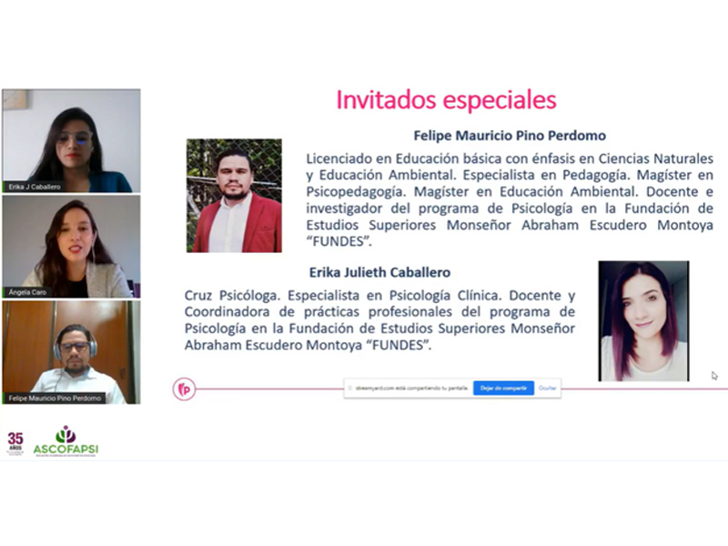 Docentes del programa de psicologia fundes como invitados especiales en conferencia central del encuentro nacional REPPSI y ASCOFAPSI: pandemia virtualidad y distancia; innovación y creatividad en las practicas psicológicas