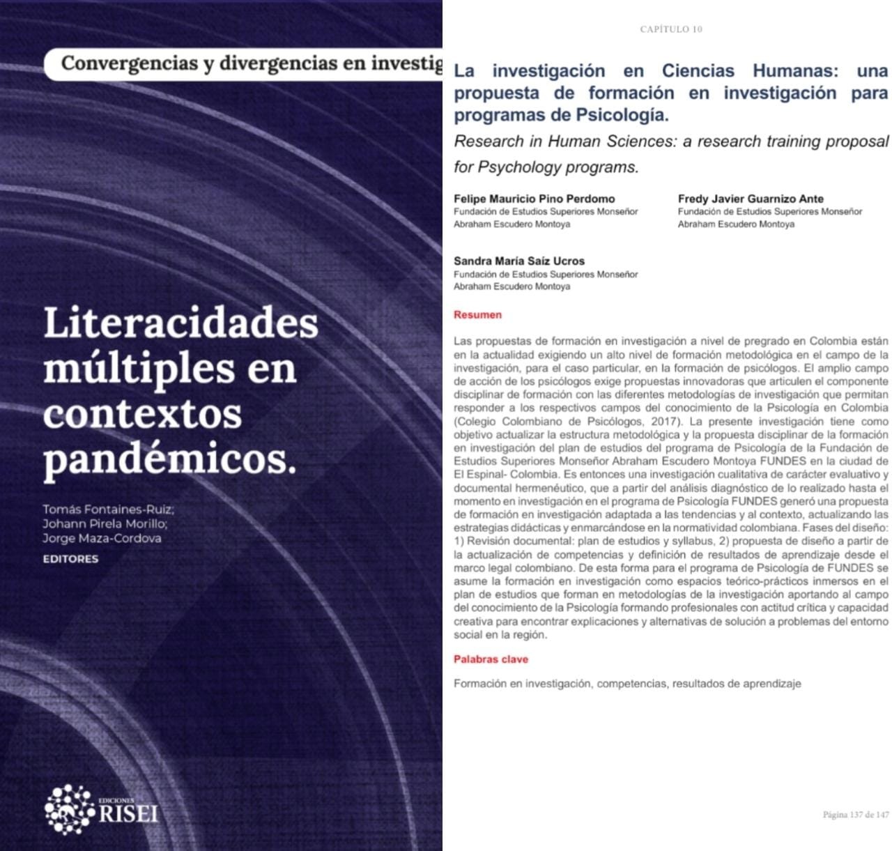 NUEVA PUBLICACIÃN DE CAPÃTULO DE LIBRO EN EDITORIAL INTERNACIONAL DE PROFESORES DEL PROGRAMA DE PSICOLOGÃA