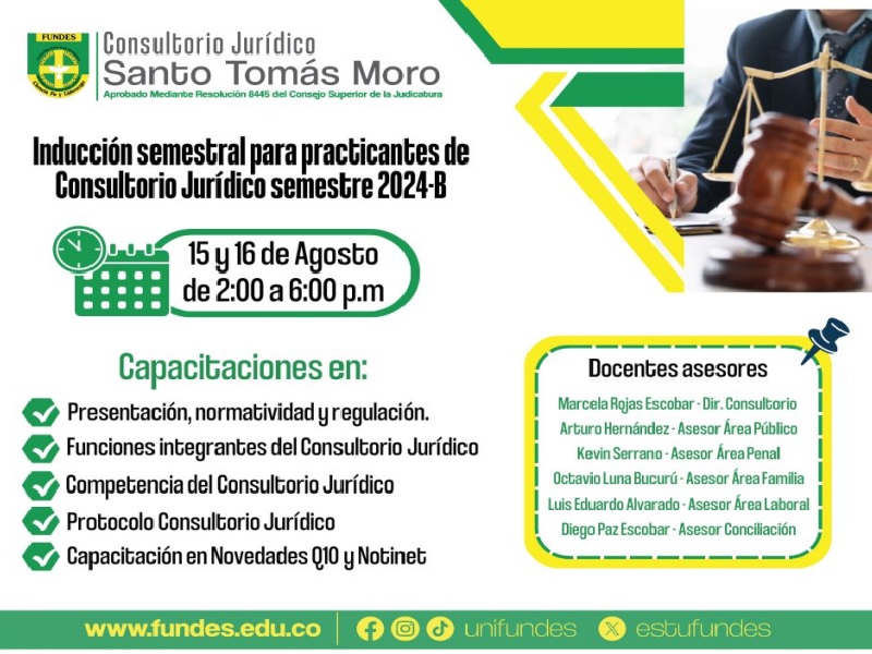 El Consultorio JurÃdico Santo Tomás Moro vuelve al servicio de la comunidad